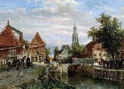 unknow artist, A view of the Staal Everspijp and the Grote Kerk in summer, Enkhuizen